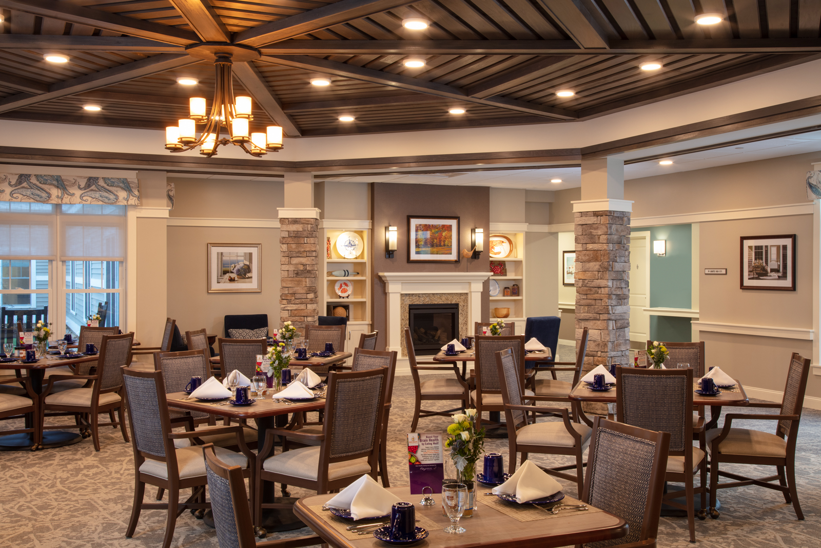 WDC interior designers provided plenty of space for this dining room in an assisted living community