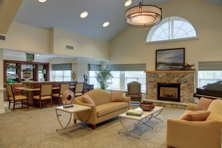 WDC's design of a spacious, common seating area invites daily socializing in this senior living community