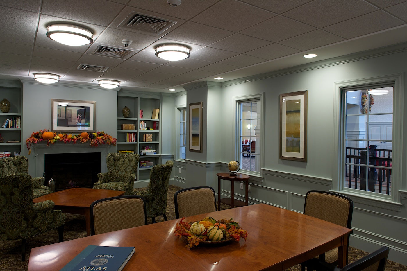 Cozy common seating area designed by WDC for this assisted living community