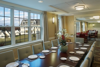 Designers at WDC envisioned this open dining room concept at assisted living community in Lincoln MA